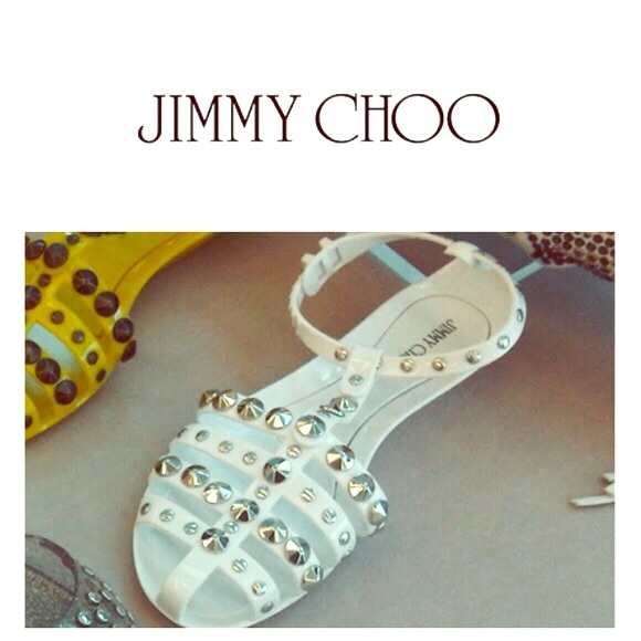 Jimmy Choo White Rubber Studded Gladiator Sandals - Picture 7 of 7